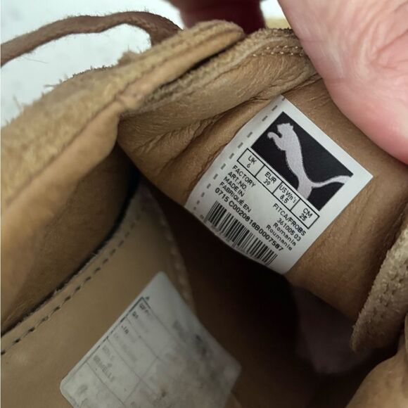 Tan Athletic Shoes with Platform Sole and Suede Finish - Picture 8 of 9